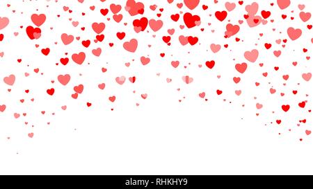 Red Heart halftone Valentine`s day background. Red hearts on white. Vector illustration Stock Vector